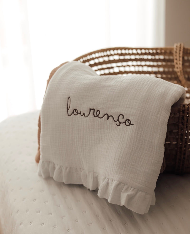 Manta Bordada - 100% Algodão