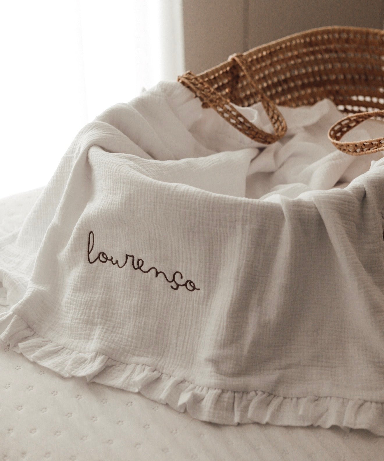 Manta Bordada - 100% Algodão